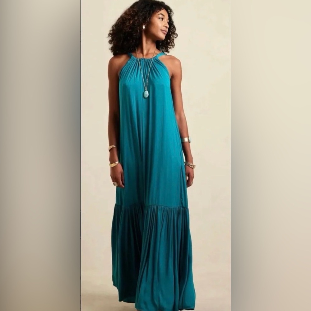 Banana Republic Medium Teal Halter Maxi Dress